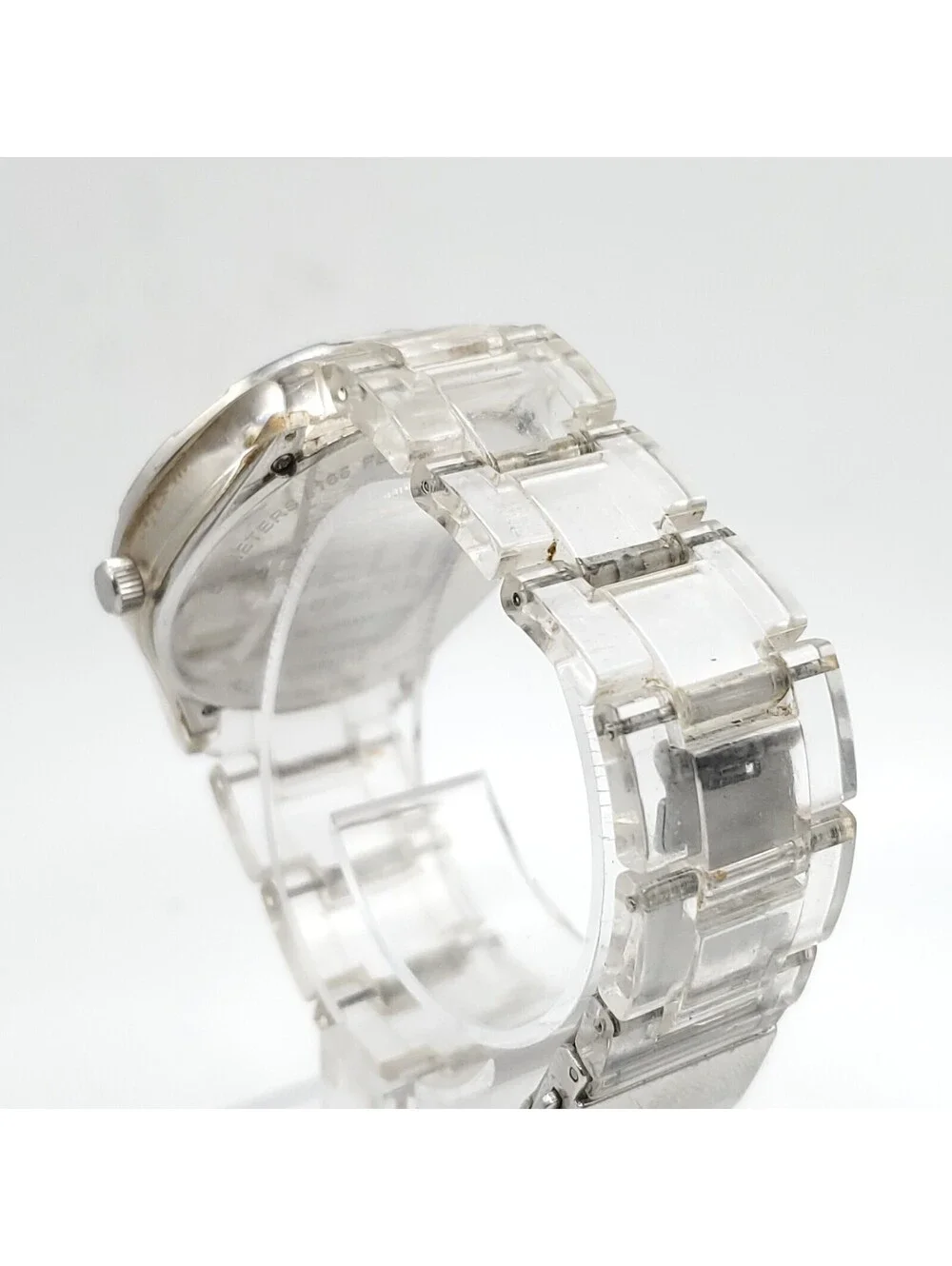 Relic Watch Women Silver Tone Multi Dial Pave Bezel Clear Band New Battery 37mm